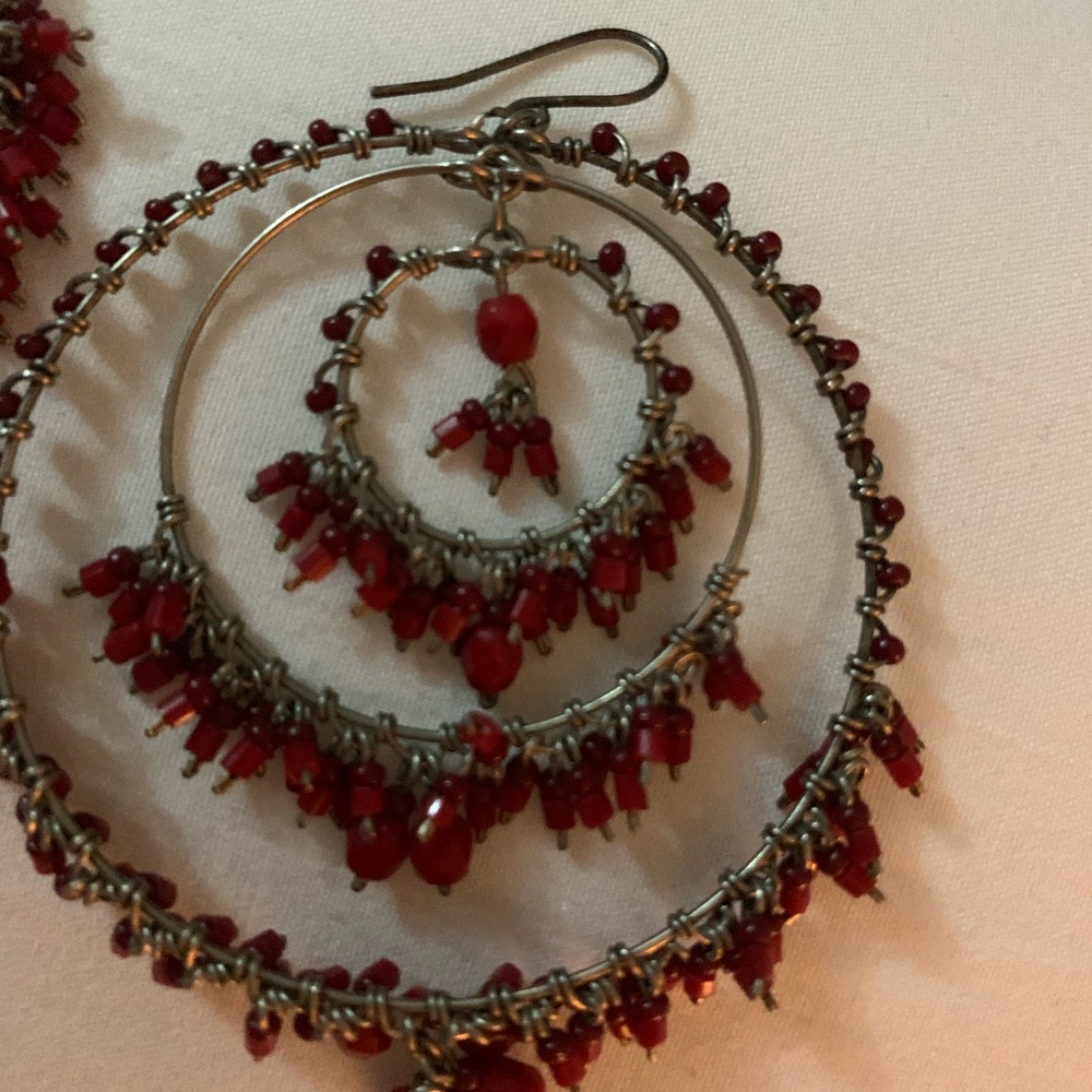 SPECTACULAR RED BOHO EARRINGS ❤️! - Picture 2 of 6